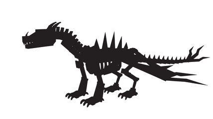 Fototapeta premium Stegosaurus dinosaur silhouette with spiked back and tail, black vector style isolated on white background
