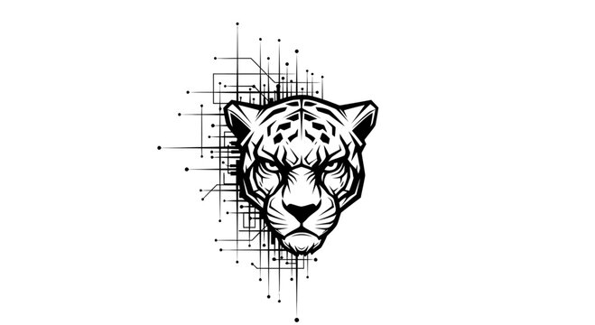 Illustration of a snow leopard's face.