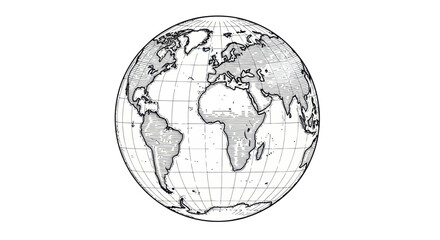 Hand-drawn sketch of planet Earth, globe, world map, continents, global illustration © purnama
