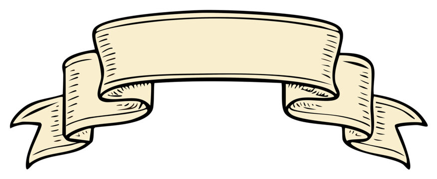 Classic illustration of a curved ribbon banner for text or design elements