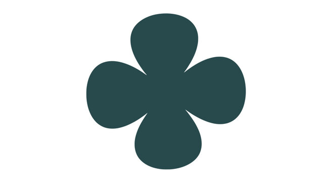 Dark Green Four Leaf Clover Icon.