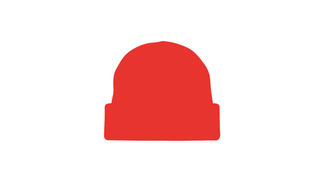 Red Beanie Hat on White Background.