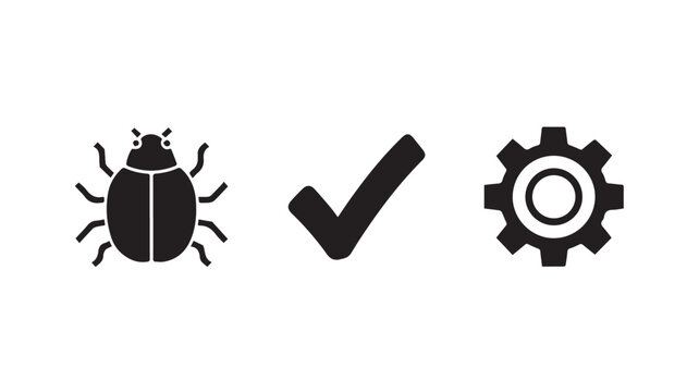 Bug Fixing Concept with Checkmark and Gear Icon