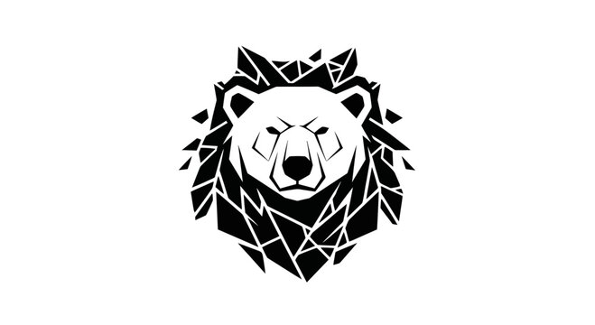 Black and white bear head illustration.