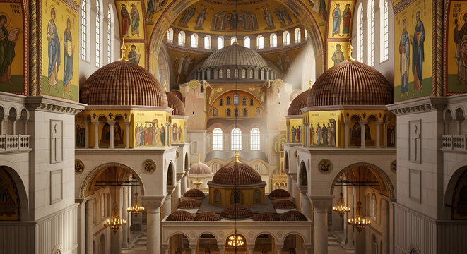 Interior of a large ornate church.