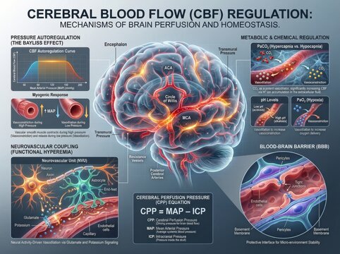 Cerebral Blood Flow Regulation Visual Guide: Understanding Brain Perfusion, Metabolic Control, and Homeostasis Mechanisms