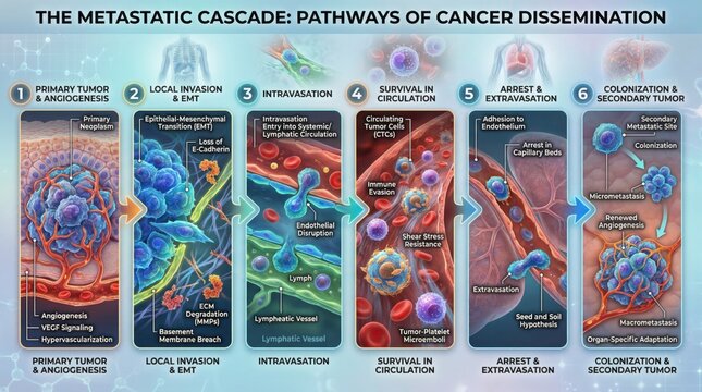 Comprehensive Overview of the Metastatic Cascade In Cancer Dissemination with Pathways and Mechanisms Illustrated