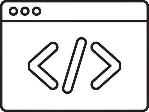 Coding HTML code bracket symbol icon for web development  simple line style