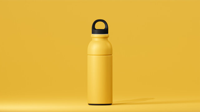 drinking bottle with modern design, mikado tumbler with black lid, stand over mikado background