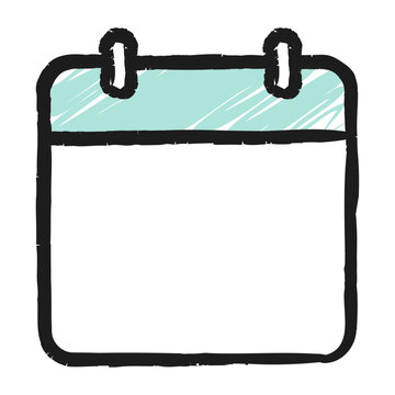Hand drawn chalk style calendar icon. Blank organizer or schedule, isolated on white background. Vector illustration