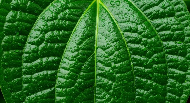 Close-up of large green leaf texture.
