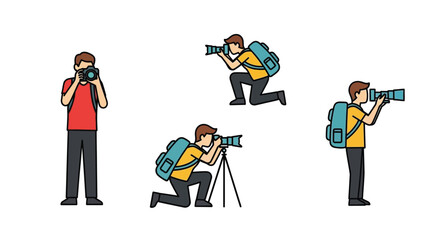 Illustrative depiction of a photographer in various shooting positions © Md Anisur Rahman 