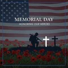 Naklejka premium Memorial day illustration honoring heroes with american flag and poppies
