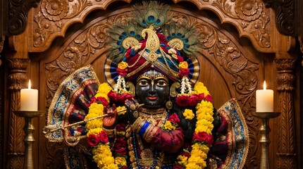 Fototapeta premium Ornate Jagannath Deity in Temple Setting