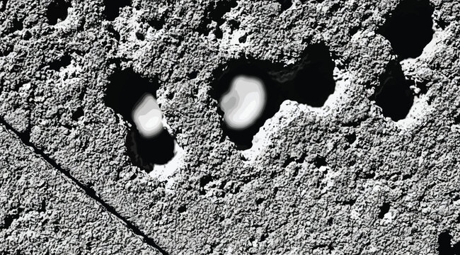 Abstract textured surface with dark craters and light highlights