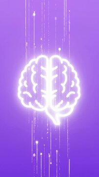 Brain Glowing Concept Flat Vertical Vector Animation