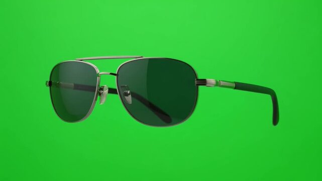 Floating product green screen aviator sunglasses rotating motion