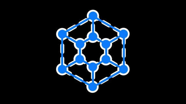 Animated Interconnected Network Nodes. Looping Minimalist Hexagon Data Flow on Alpha.