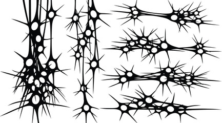 Obraz premium Abstract black organic weblike shapes, interconnected node structures, creepy spider web or neural network design elements
