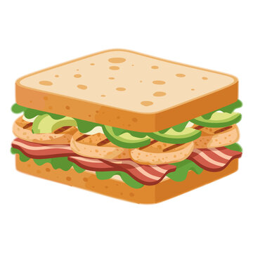 delicious stacked club sandwich with fresh vegetables flat design vector illustration