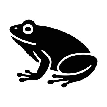 Vector of a black frog sitting on a surface in a natural environment