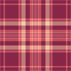 Naklejka na ściany i meble Filigree seamless background plaid, knot texture vector textile. Inspiration fabric check tartan pattern in pink and red colors.