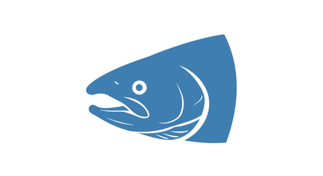 Blue Fish Head Logo Illustration Design.