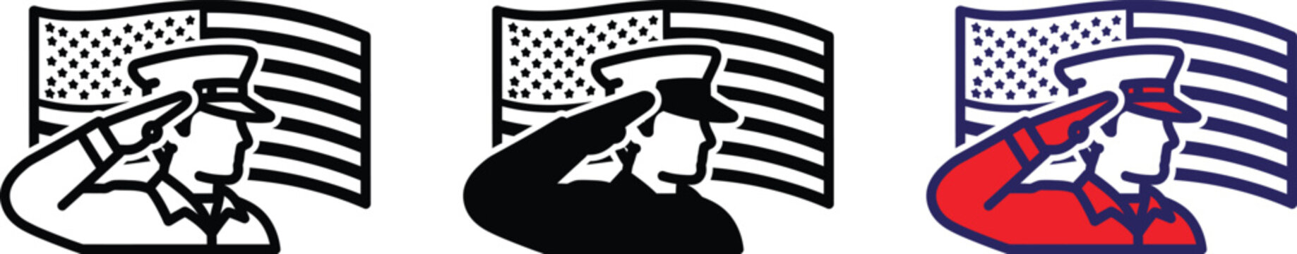 Three variations of a grim reaper holding an american flag in black and white and color