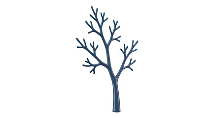 Obraz premium Stylized dark blue tree with no leaves, isolated on light gray.