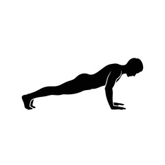 Fototapeta premium Dynamic illustration of a person performing a push-up, demonstrating core strength and fitness. Perfect for workout guides, healthy lifestyle content, and athletic training visuals