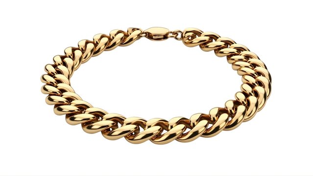 A luxurious gold chain bracelet on a white background, perfect for fashion and jewelry enthusiasts