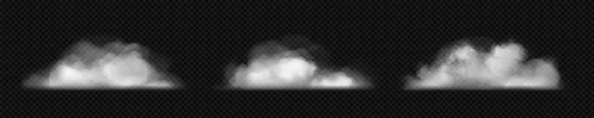 Naklejka premium Realistic white fog, smoke, dust, steam or cloud. Vector illustration