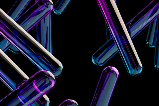 3D glass bar frame with floating tube and open center