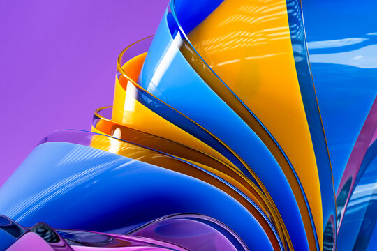 3D glass color fold with layered curve and glossy sweep