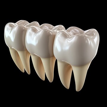 Realistic depiction of molar teeth with detailed enamel texture