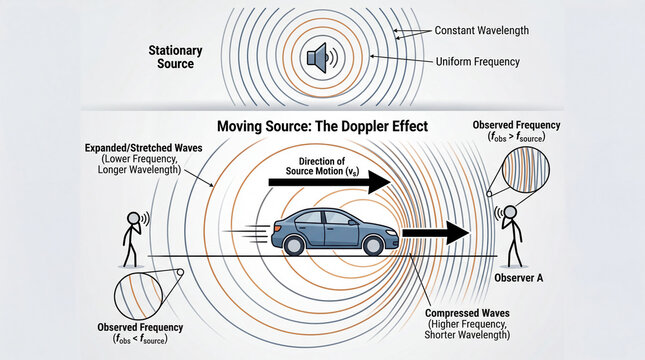 Understanding the Doppler effect and how it relates to sound waves from moving sources