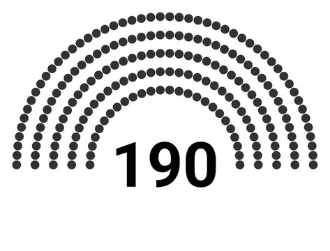 Hemicycle 190 seats - 5 rows