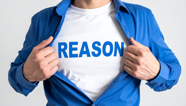 Reason - Ein Mann öffnet sein Hemd und zeigt sein TShirt