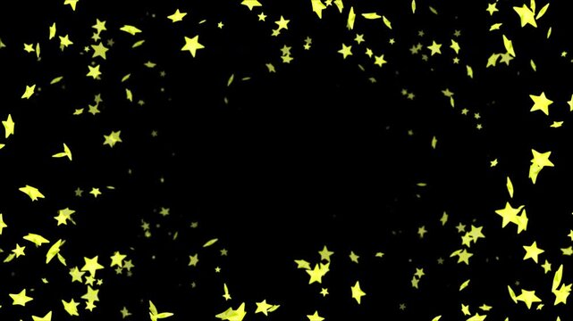 Falling 3D Yellow Stars Animation, Holidays Celebration Background, on Alpha Channel, Loop
