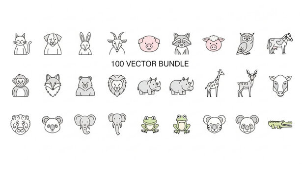 Animals thin line icon bundle with 30 modern pixel perfect vector symbols