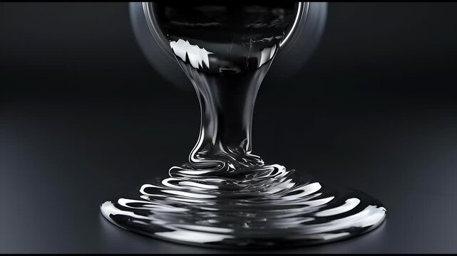 Clear, empty wine glass with reflective surface and distorted stem, dark background, wineglass transparent