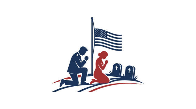 Memorial Day Prayer with American Flag and Tombstones