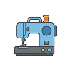 Fototapeta premium Flat sewing machine icon in grid style, compact design, clean outline.