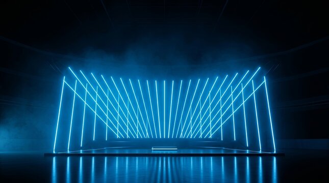 Neon Stage Design with Topaz Colors and CGI Effects for Events