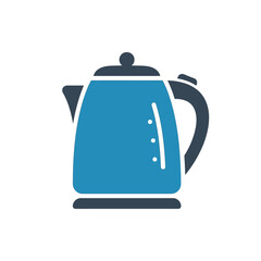 Obraz premium Flat electric kettle icon, modern design, grid style, simple curves, minimal.