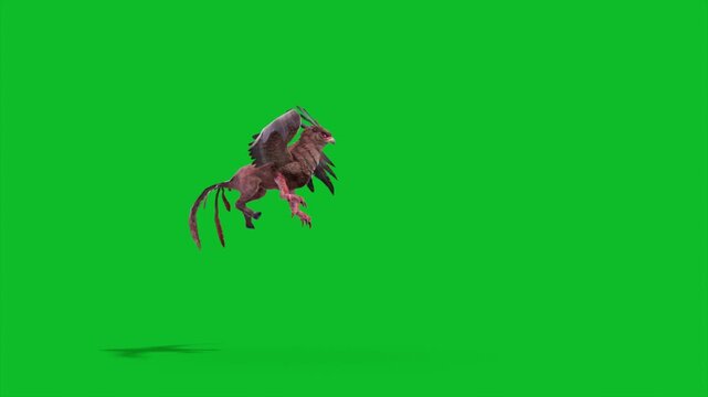 Green Screen Griffin Attack Side Loop Mythological Creature 3D Animation CGI Rendering 4K