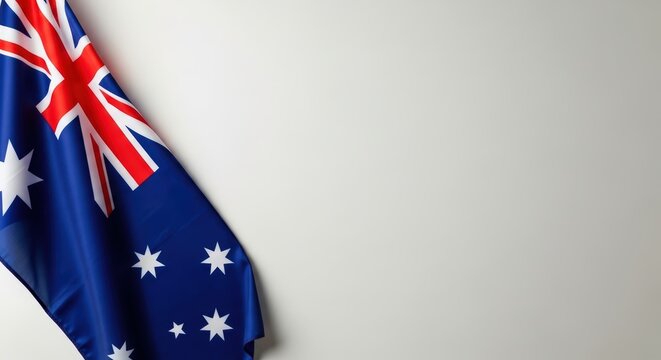 Australian flag on neutral background, national identity and Anzac Day concept