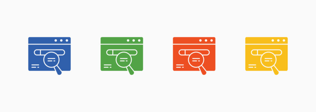 Web Browser Icon Set Color Multiple Style Collection Element For Design