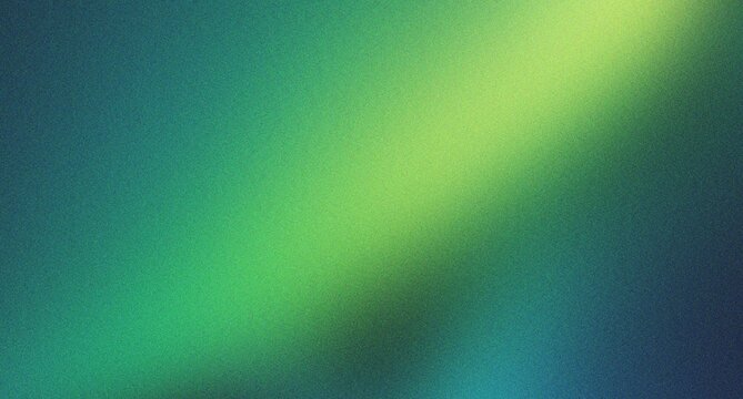 Abstract grainy gradient background with vibrant shades of neon green and teal creating soft diagonal light beam texture for modern creative designs.