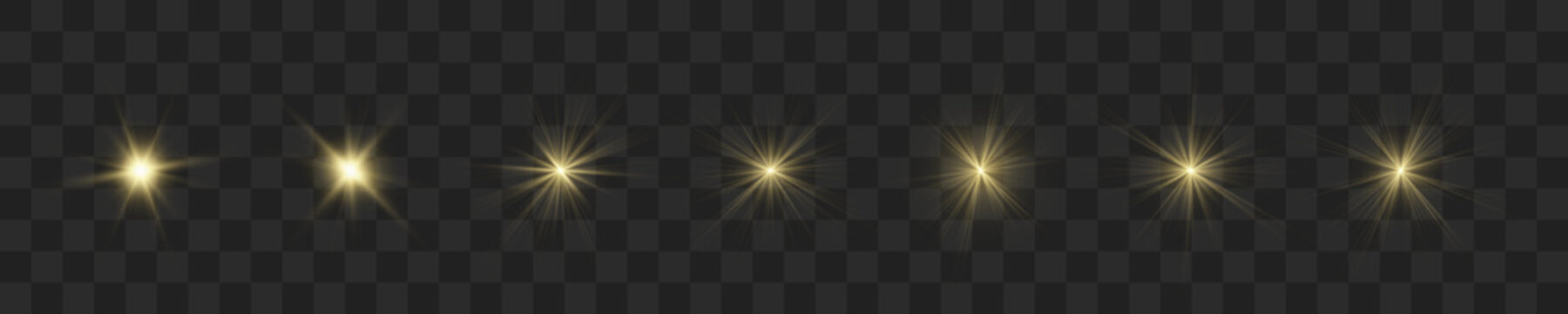 Collection of simple sun icons with radial symmetry vector